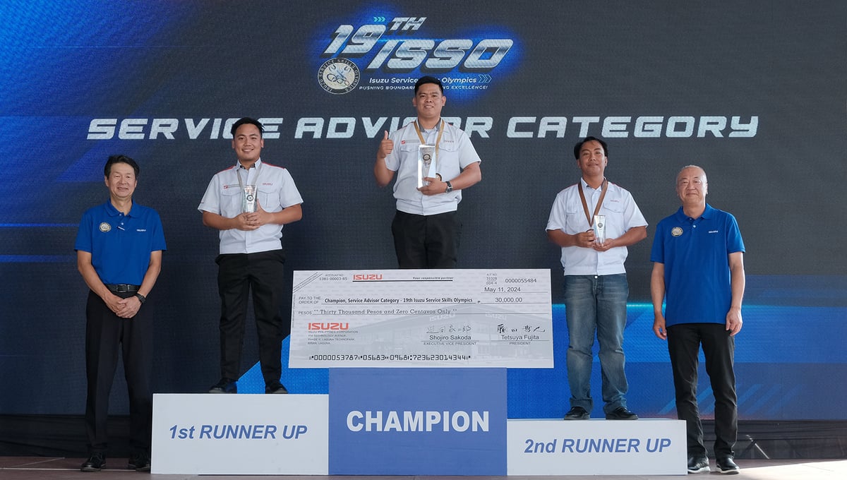 Service Advisor Category winners are Rey Mark Lopez (Isuzu Butuan), Marius Adrian Pablo (Isuzu Cabanatuan) and Jerry Evangelista (Isuzu Calapan).